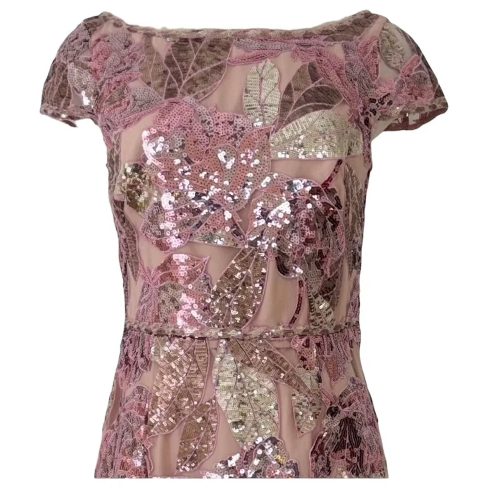 Marchesa Notte Floral Sequin Embellished Tulle Midi Dress NWT Size 16 - Picture 4 of 12